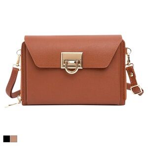 NWOT Malibu Skye Olivia Brown Tan Multi Compartment Wallet Crossbody Bag